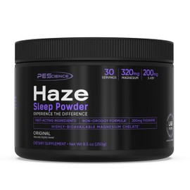 PEscience Haze Sleep Powder, Melatonin-Free, Unflavored, Sleep Support with 5-HTP, Theanine, myo-Inositol and Magnesium, 30 Servings