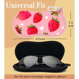 WRIGAEL Sunglasses Case Soft Glasses Cases for Women Pouch Eyeglass Bag Eye Glass Kids Girls Sun Glasses Cute Kawaii Slim Thin Reading Glasses Purse, Pink Strawberry