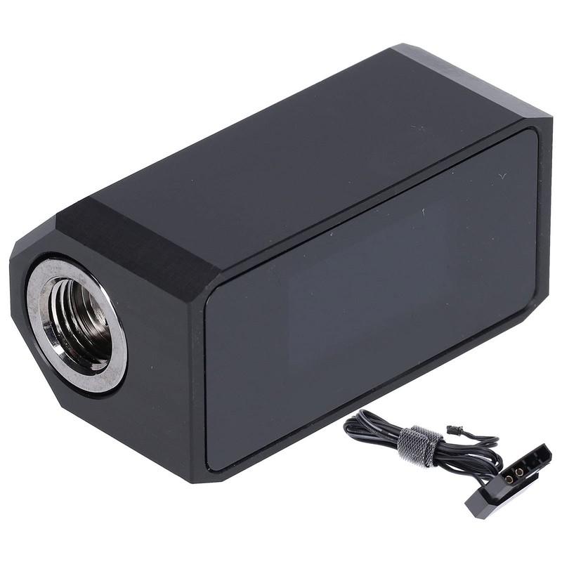 G1/4" Inline PC Water Cooling Flowmeter, Temperature/Flow/Speed OLED Display Digital