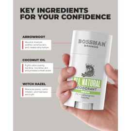 Bossman Unisex, All Natural Deodorant for Men & Women | Aluminum Free | 24 Hours of Protection | Grove Scent