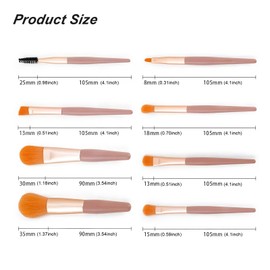 EASONGEE 8pcs Makeup Brushes Set with Portable Case, Professional Face Blush Lip Eyeshadow Eyeliner Foundation Powder Cosmetic Brushes Kit Eyeshadow Brushes Sets with PU Leather Bag