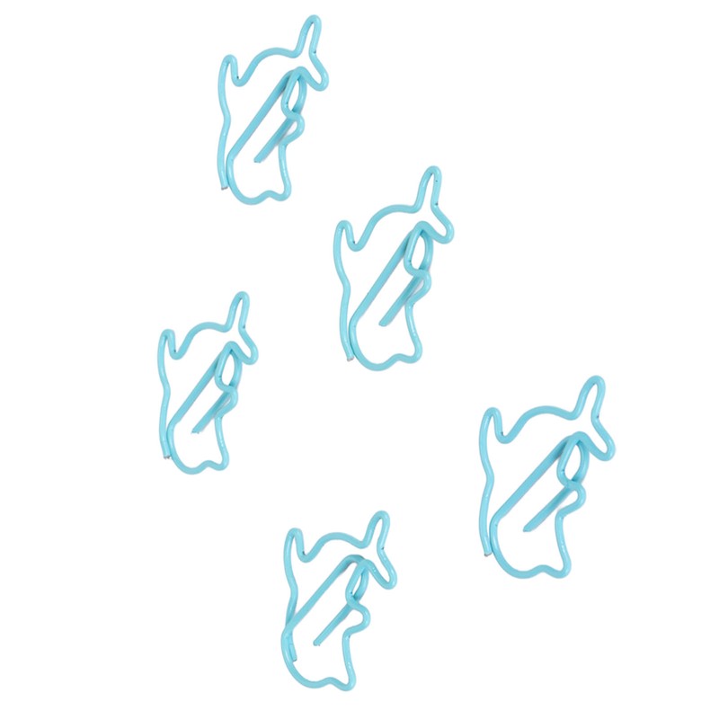 100Pcs Cute Paper Clips Blue Dolphin Style Exquisite Color Strong