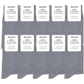 Occulto Men 100% Cotton Socks Pack of 10-20 (Model: Ingo) 10 Grey 6-8