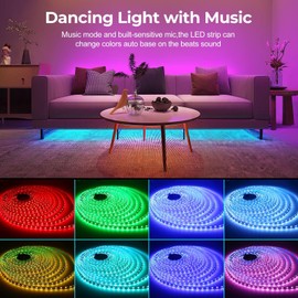 Waterproof LED Strip Light 10M (2x5M),60 LED/M, 600 LEDs Super Bright,IP65 5050 Outdoor RGB Rope Light with App&44 Keys Remote Control,Music Sync Color Changing for Ceilings/Party/Outdoor Patio Decor