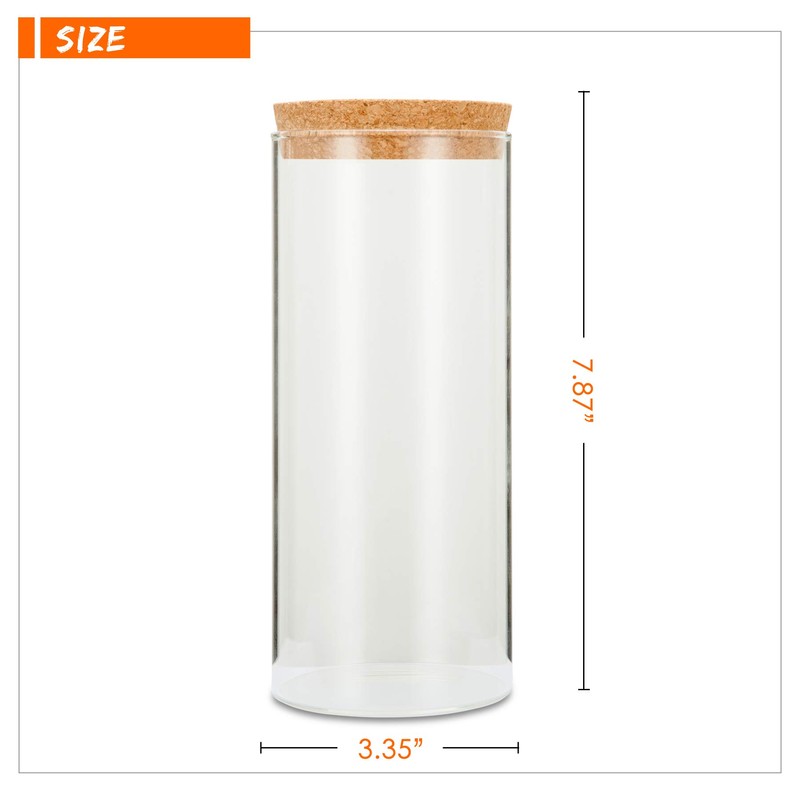 Luxtea Glass Jar Borosilicate Canister 34oz with Cork Stopper Lid,