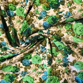 Benton TRUE VINTAGE Benton Screen Print Cabbage Rose Floral Canvas Home Decor Fabric