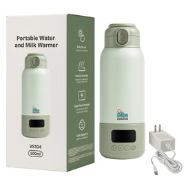 Bebe PRODUCTS Portable Bottle Warmer for Travel – Green, Fast Heating Baby Milk Warmer with Precise Temperature Control, 500ML Large Capacity – Ideal for Car, Outdoor, and On-The-Go Use