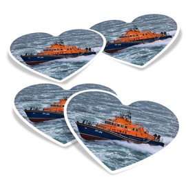 Vinyl Heart Stickers (Set of 4) 10cm - Aberdeen RNLI Lifeboat Boat Ocean Sea for Laptops, Tablets, Luggage, Scrap Booking, Fridges #50012
