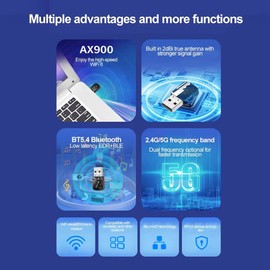 Kquepo USB WiFi Adapter 6 AX900 900Mbps Bluetooth 5.4 Dongle USB 2 in 1 WLAN Empfänger ohne 2.4G 5G für Win10&Win11