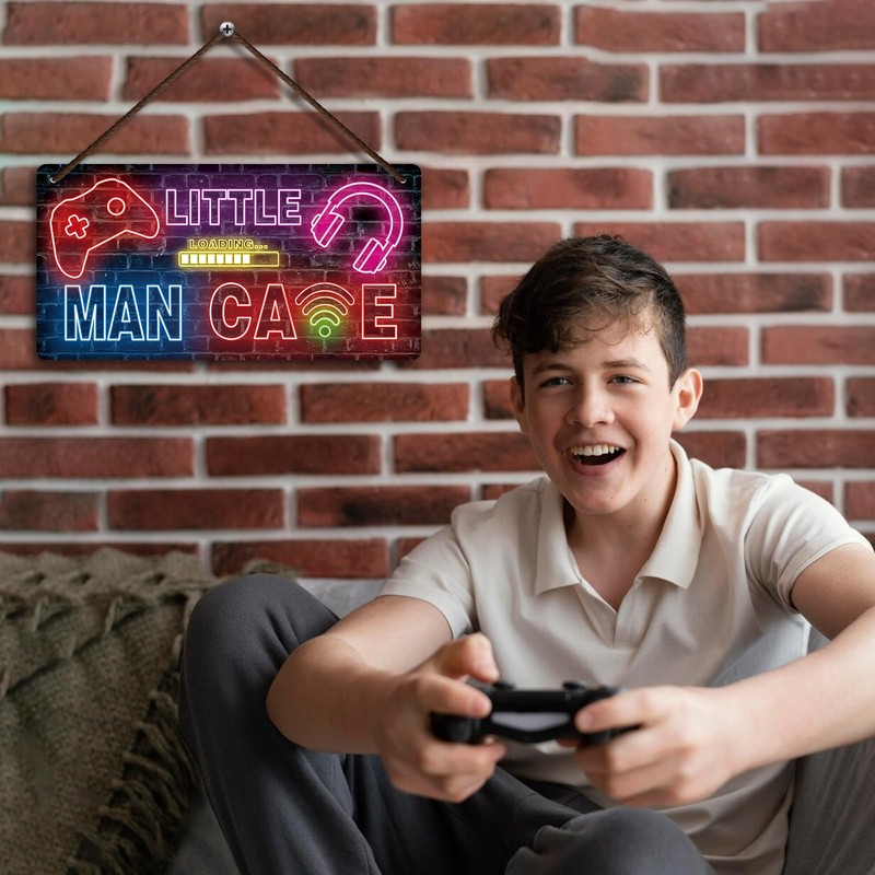 Fun-Plus Little Man Cave Sign, Game Room Decor for Boys,