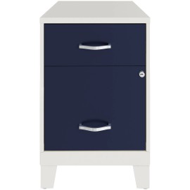 Hirsh Industries LLC Space Solutions 18"D 2 Drawer Vertical Metal File Cabinet with Legs- White/Navy
