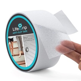 LifeGrip Cinta Antideslizante Transparente, 5 cm por 4,5 m, Cinta de Agarre de Tracción Antideslizante para Tinas, Barcos, Escaleras, Transparente, Suave, Cómoda para Pies Descalzos (5 cm X 4,5 m)