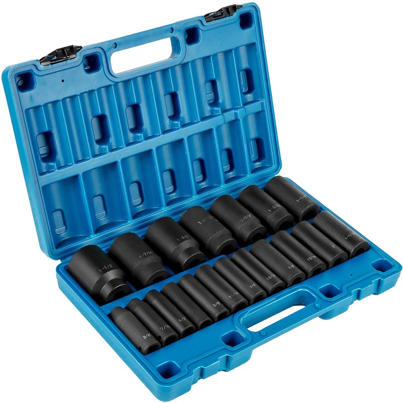 VEVOR Impact Socket Set 1/2 Inches 19 Piece, Deep Socket,