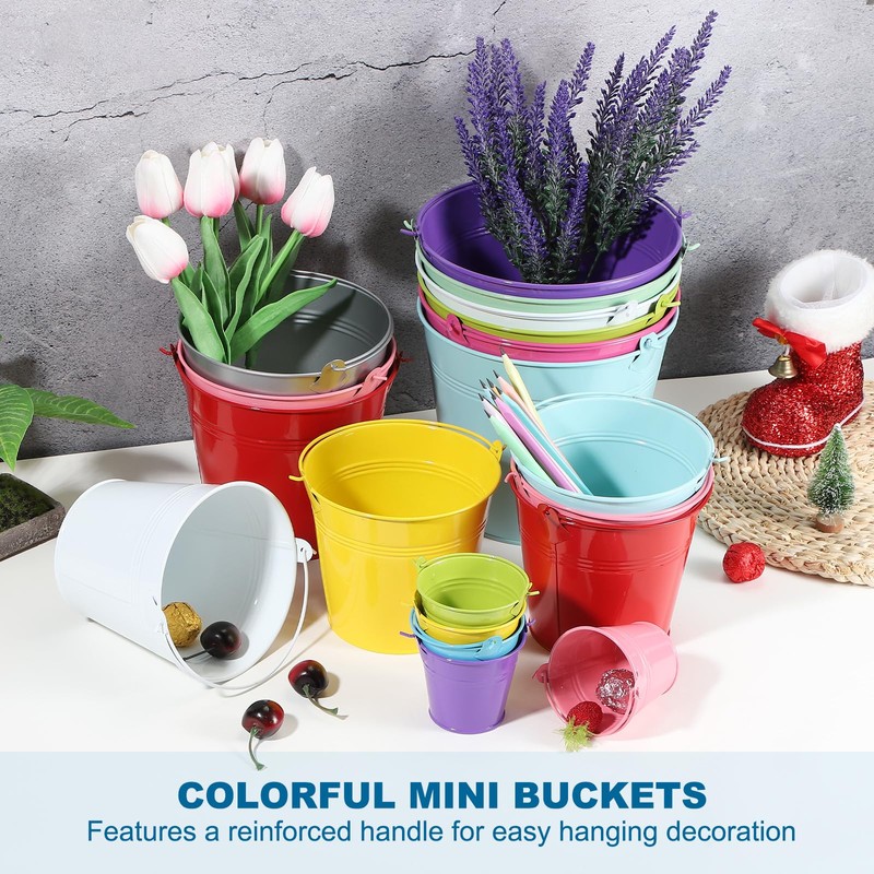 PATIKIL 2.7"x2.4" Small Metal Buckets with Handle, 12 Pcs Mini