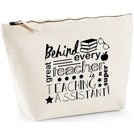 Hippowarehouse Behind Every Great Teacher Is A Super Teaching Assistant printed make up cosmetic wash bag 18x19x9cm
