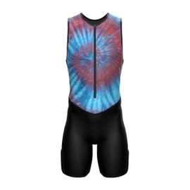 Sparx Men's Premium Triathlon Suit – Padded, Quick-Dry, Compression Fit, Lightweight Tri Suit for Swim, Bike, Run Race & Training (Maroon Tie Dye, L)