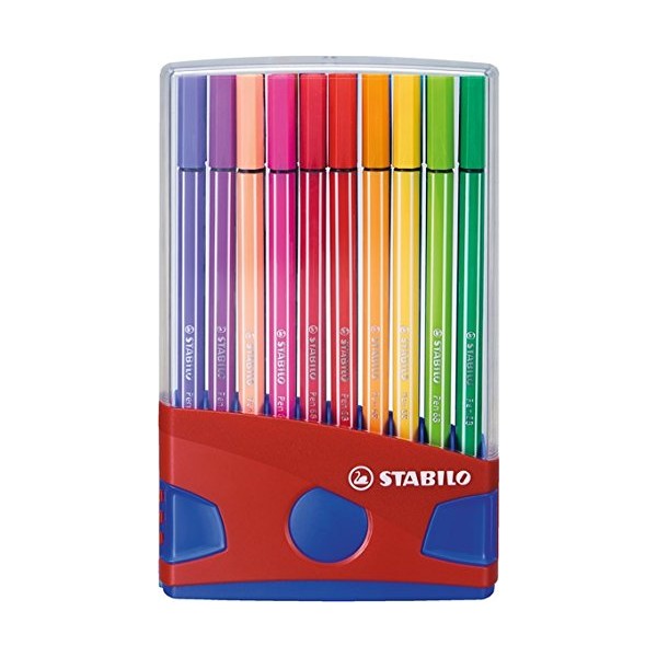 STABILO Pen 68 Fibre Tip Pens Desk Set - Assorted Colours, Pack of 20