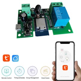 Gokelomg Tuya Smart Life App Switch Module, Remote Control, Timer, Self-Locking, Works with Home, 2 Way Control, 2 Way Control, 2 x 12 V WiFi Relay