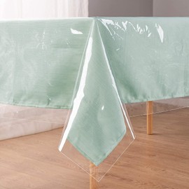 Newthinking Transparent PVC Table Cloth Wipe Clean Clear Tablecloth, Square Waterproof Plastic Table Cover Protector for Kitchen Picnic Outdoor Indoor - 79x55in/200x140cm