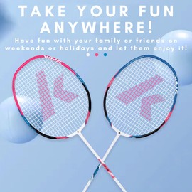 Kawasaki Badminton Set Professional Graphite Badminton Racket Lightweight & high Performance for Sports, Training and Entertainment Including 3 Badminton shuttlecocks & 2 overgrips & Carrying Bag