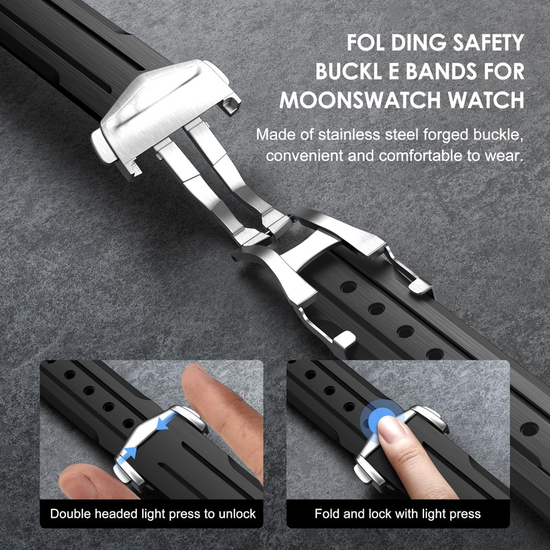 REBANDACE Strap for Omega Seamaster 43.5mm Watch,Deployment Clasp Lunar Soil