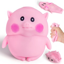 Cute Pink Pig Squishy Toys for Kids Adults, Squeeze Stretch Pink Pig Toy, Cute Animal Squishy Pig Fidget Sensory Toy, Funny Squishies Stress Relief Toys, Decompress and Stretch Pig Toys, Party Favors