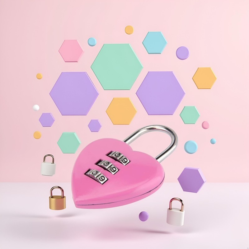 Pink Love Heart Shape Combination Padlock for Girls Women,Mini 3-Digit