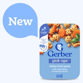 Gerber Stage 3 Baby Food, Italian Herb Pasta, Gerber Pick-Ups, Baby Led Feeding, Finger Foods for Babies, 6-Pack