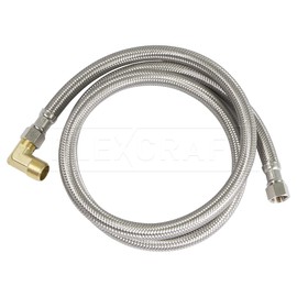 Highcraft Dishwasher Water Supply Line, Hose Connector Has 3/8 Inch 90 Degree Brass Elbow Fitting, Braided Stainless Steel 5 Ft