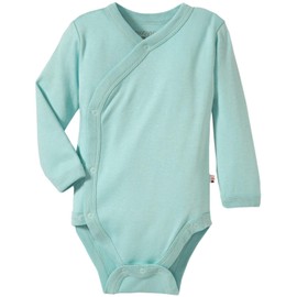 Babysoy Organic Long Sleeve Modern Solid Kimono Bodysuit/Onesie,Harbor,0-3 Months