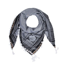 Merewill Cotton Shemagh Tactical Desert Wrap Keffiyeh Head Neck Arab Scarf For Men 49"x49" Silver & Black