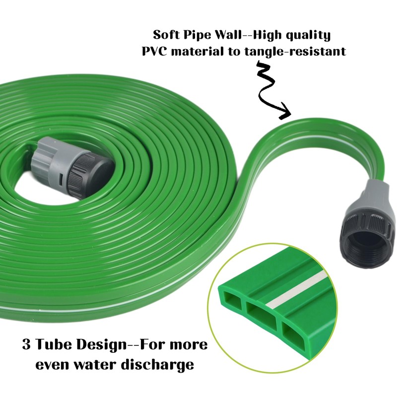 50 Ft Sprinkler Soaker Hose with Holes, Flat Garden Soaker