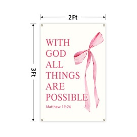 verrlia Christian Tapestry with God All Things Are Possible 2x3 Feet Bible Verse Wall Tapestry for Bedroom Prayer Room Classroom Office Wall Decor
