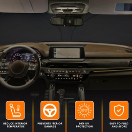 D-Lumina Front Windshield Sun Shade for 2020-2025 Kia Telluride, Foldable Front Window Sunshade Sun Visor for UV Rays & Sun Heat Protection Interior Accessories