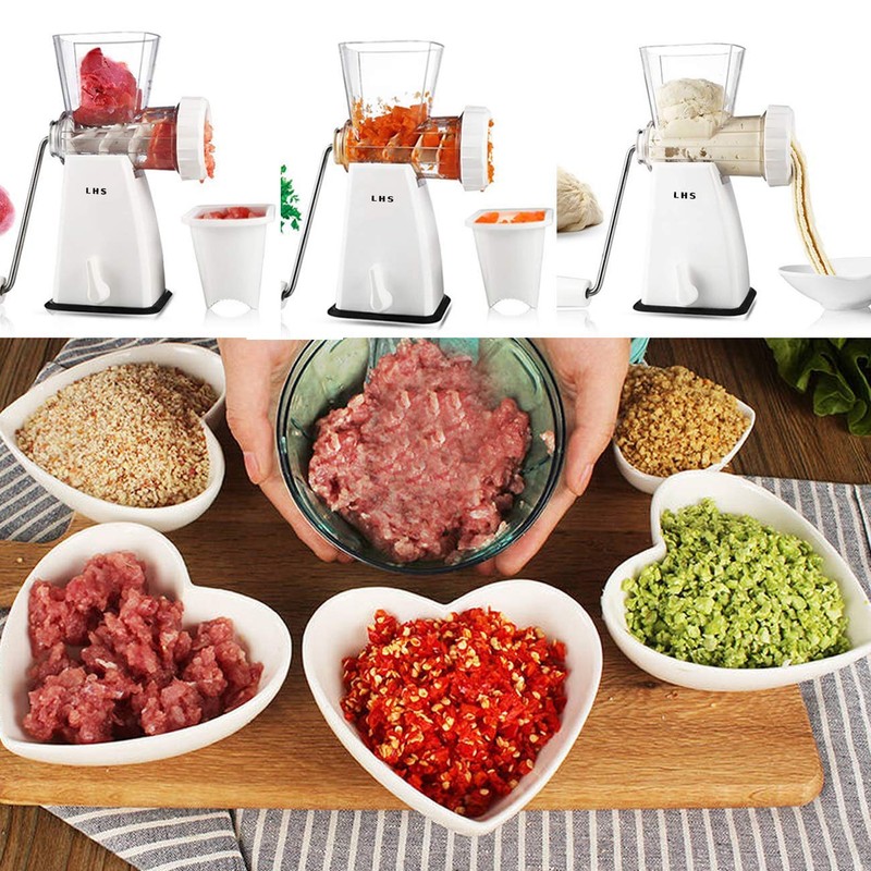 LHS Manual Meat Grinder with Stainless Steel Blades Heavy Duty