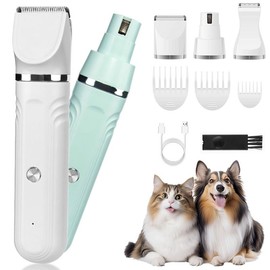 Pet Grooming Kit with Stream Clippers ‚Äì Hair Clipper & Paw Trimmer ‚Äì Rechargeable & Cordless Quiet Nail Grinder for Cats, Dogs, and Other Pets:_Green