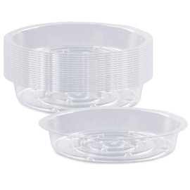 Rocutus Plant Saucer,20 Pack Plastic Plant Saucer Drip Trays Small Plant Plate Dish,Heavy Duty Clear Plastic Plant Saucers Flower Pot Tray Flower Pot Drip Pan for Indoor and Outdoor Plants (10 Inch)