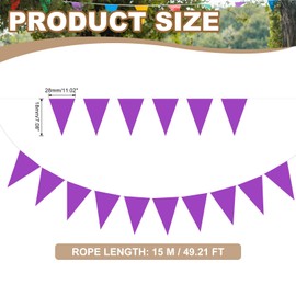 PATIKIL 49ft Pennant Banner Flags, Felt Fabric Pennant Flags String Triangle Flag Banner Bunting Garland for Carnival Wedding Birthday Party Decorations, Purple