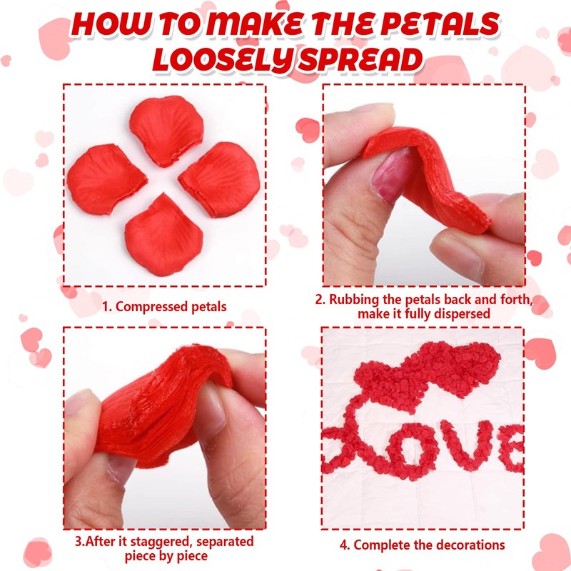 4 Pcs Red LED Love Sign With 1000 Pcs Artificial