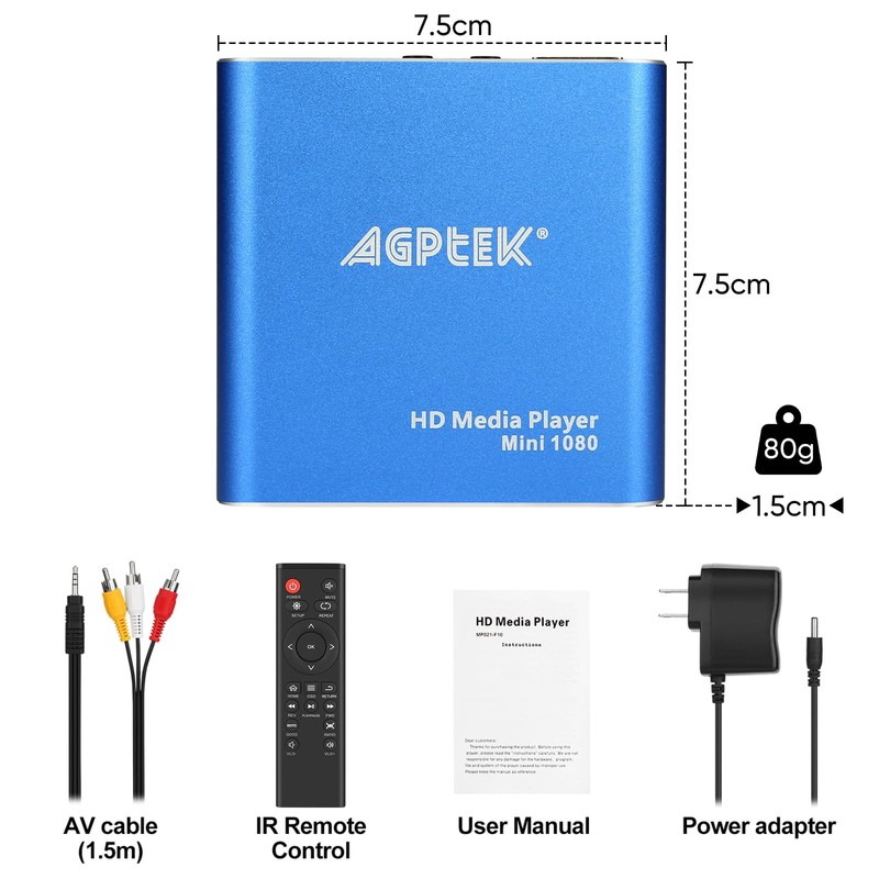 HDMI Media Player, Blue Mini 1080p Full-HD Ultra Digital Media