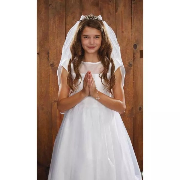 Crystal Tiara First Communion Veil Size 26 in L Made