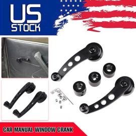 autoboss22 Aluminum Manual Billet Window Crank Handle Winder Knob Universal Car Side Black