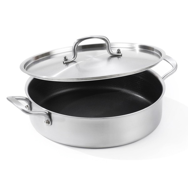 Yeksum Nonstick Frying Pan Skillet with Lid, 7 Quart Stainless