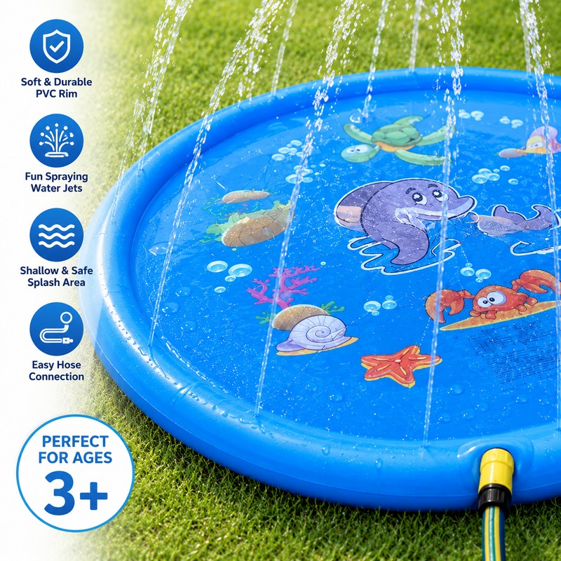 100cm Kids Splash Pad for Backyard Water Play – PVC