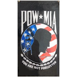 Trade Winds 3X5 Pow Mia You Are Not Forgotten USA Flag Black Vertical Premium Quality 100D 3'x5' Woven Poly Nylon Flag Sleeve & Grommets