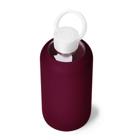 bkr - Big Smooth - Reusable Glass Water Bottle - Leakproof, Durable, Workout & Travel Friendly, Carrying Loop - Dishwasher Safe - Removable Silicone Sleeve - BPA Free - 1L (32 oz) - Valentina