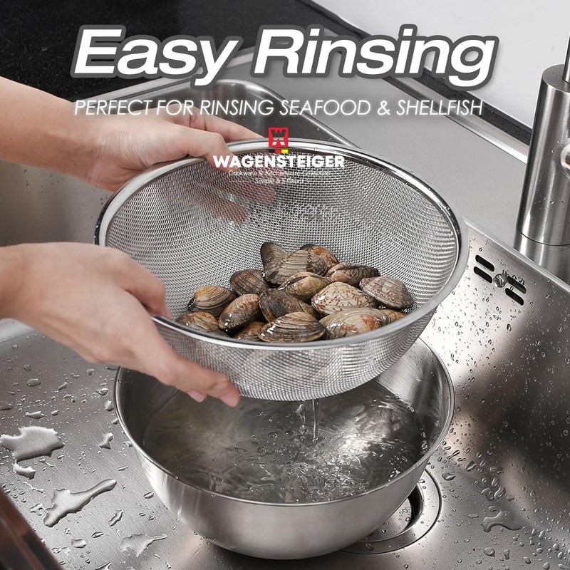 WAGENSTEIGER Stainless Steel Mixing Bowl and 3-Legged Colander Set, Multipurpose