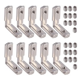 AUTOUTLET 10 x T Slot T-Nut Inner Angle, Aluminium Profile 2020 Groove 6 M4 Outer Angle Zinc Alloy Brackets 90° L-Shape Inner Corner Connector Inner Connection Angle Angle Corner Connector with Screws