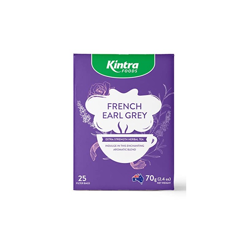 Kintra Foods English French Earl Grey 25 Herbal Teabags, 65