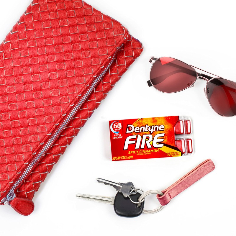 Dentyne Fire Spicy Cinnamon Sugar-Free Chewing Gum, Pack of 9